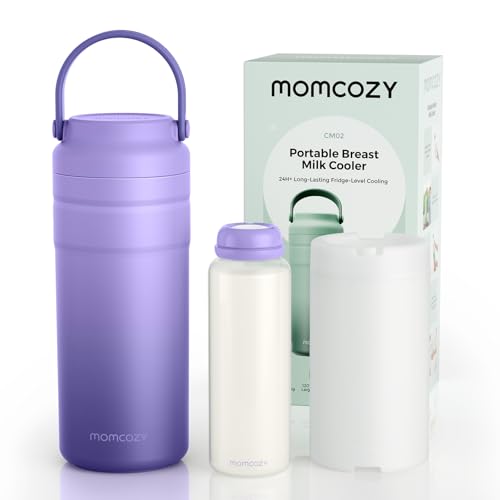 Image of Momcozy Portable Breast Milk Cooler for Travel, 24H Ice-Free Cooling Breastmilk Storage Bottles Container, 12oz Leak Proof Outdoor Small Freezer, Baby Breastfeeding Essential for New Moms
