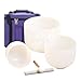 KVKA 12''C 10''E 8''G Set of 3pcs Chakra Frosted Quartz Crystal Singing Bowls Set 8-12 inch with Carrying Case -for Yoga Sound Healing