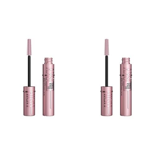 Maybelline New York, Máscara de Pestañas Lash Sensational Sky High, Longitud sin Límites y Volumen Redefinido, Negro (Paquete de 2)