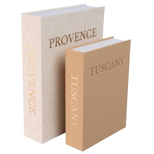 Flaxen Decorative Books for Home Decor – Faux Book Storage Box Set with Magnetic Closure & Linen Cover – Coffee Table Decor Books for Living Room, Bookshelf, Entryway (Set of 2, Oversized)