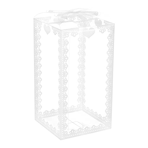 BENECREAT Lot de 24 boîtes à dragées rectangulaires en PVC transparent avec motif nœud 15 x 8 x 8 cm Cover