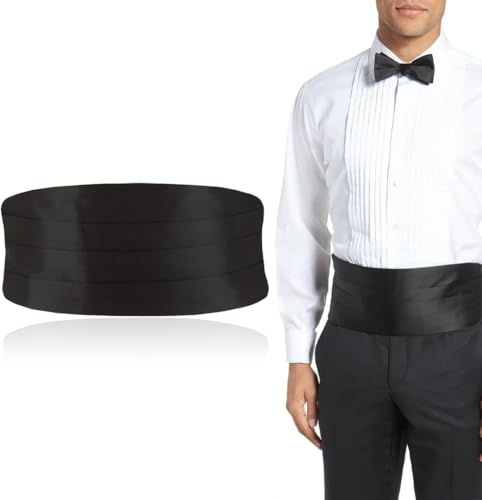 EOYVAIL Fajines para hombre,Fajín formal para hombre, algodón puro, color negro, adecuado para fiestas formales.