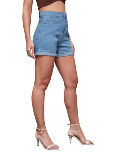 Image of Miss Chase Women's Relaxed Fit Mid-Rise Regular-Length Denim Shorts