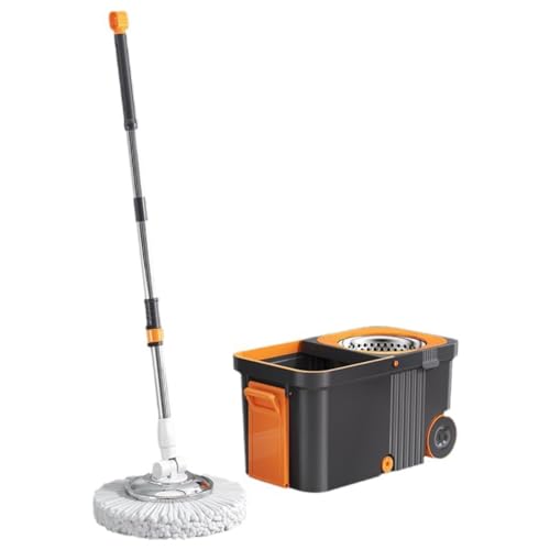 Spin Mop and Cleaning Bucket Set with 6 Microfiber Mop Pads, 125CM Adjustable Handle Mop, Self-Twisting Mop Bucket, Cleaning Bucket with Mop Set for All Floors
