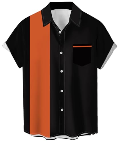 Camisa de bolos vintage para hombre de los años 50, estilo retro