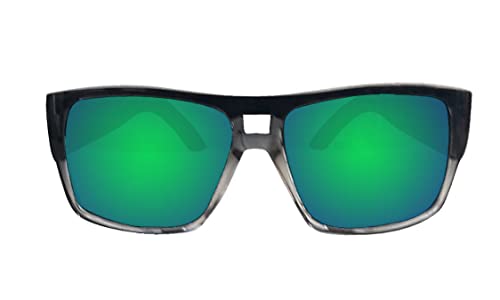BOMBER - Mens Sunglasses, IRIE Bomb 2 Tone Crystal Smoke Frame Sunglasses/Green Mirror Lens with Gray Non-Slip Foam Inline IRE104GM2