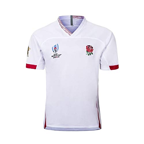 Camiseta de Rugby -2019 Copa Mundial de Rugby de Inglaterra hogar lejos Camiseta de fútbol, ​​los Hijos Adultos de Entrenamiento del fútbol Traje de Deporte (Color : White, Size : L) Cover