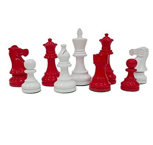 Pièces d'échecs peintes de 10,2 cm rouge et blanc pour remplacer votre ancien jeu usé