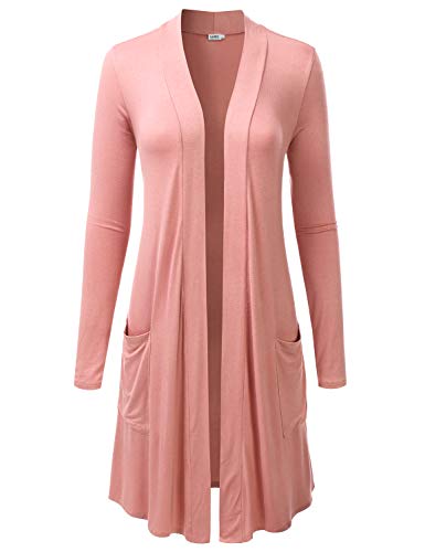 LALABEE Women's Long-Line Long Sleeve Open Front Cardigan with Pockets (S-3XL)