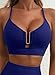 Herseas Women Bikini Tops Crisscross Back U-Wire Cutout Swimsuit Top Solid Color Beach Bathing Suit Top Fashionable Vacation Swim Tops for 2026 Summer Navy Blue Medium