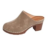 Générique Sandales Femmes Été Orthopédiques Mules Compensées Sabots Talon Bloc Claquette Pantoufles Confortables Respirants Sandales Lanières Extérieur Plage Décontracté (01 1 Khaki, 39)