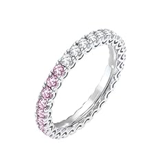 Pink Sapphire & Moissanite- White gold plating