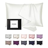 INSSL Silk Pillowcase for Women, Mulberry Silk Pillowcase for Hair and Skin and Stay Comfortable and Breathable During Sleep. (Ivory, 20'×26')