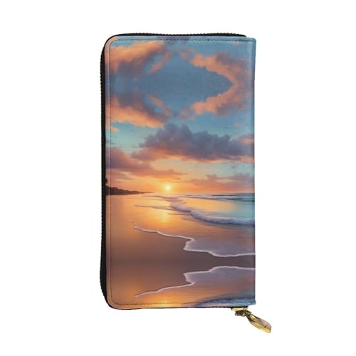 Portefeuille femme long cuir noir avec compartiments zippés et 12 cartes