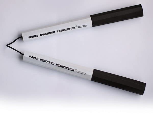 World Nunchaku Association - Official Safety Nunchaku - Foam Training Nunchucks with Cord (Senior, White)