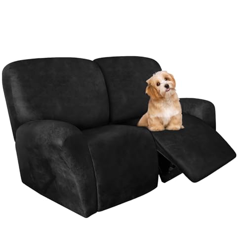 Image of molasofa Loveseat Recliner Slipcover Large Size Oversized - 6 Pieces Stretch Leather Like Recliner Sofa Cover for 2 Seat Dual Reclining Loveseat Couch Furniture Protector (Dark Grey)