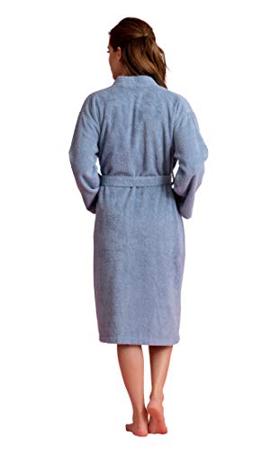 Image of Women's Turkish Terry Kimono Style Bathrobe - 100% Cotton Robe for Women - Comfortable & Absorbent - Soft & Cozy Wear