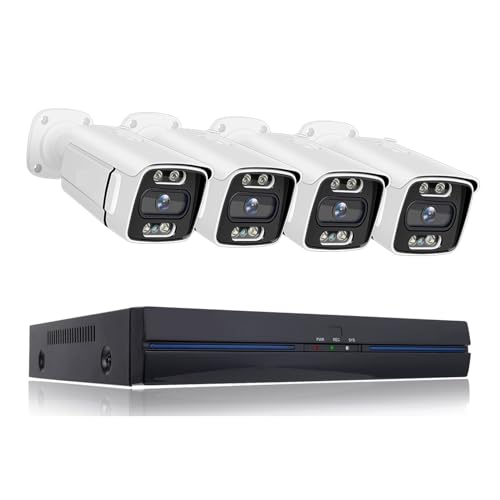 Equipo de videovigilancia Cámara de videovigilancia PoE 4K 8MP 5MP Color visión Nocturna Seguridad Exterior CCTV IP NVR H.265 P2P Set Kit de de Altavoces(2T,4 Camera 5MP)