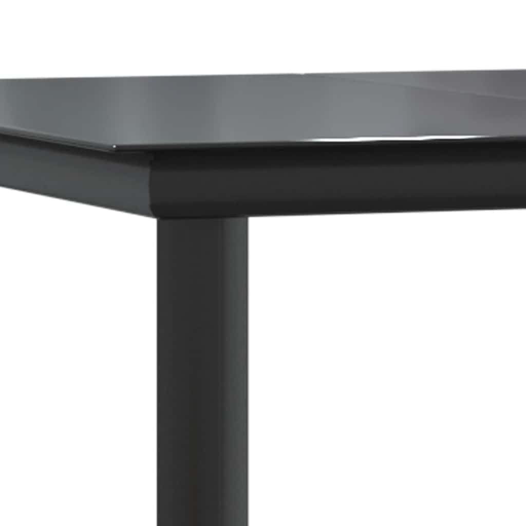Mesa de comedor de jardín negra 200 x 100 x 74 cm, acero con recubrimiento en polvo y vidrio templado, mesa de jardín para terraza, balcón, jardín, patio, porche, resistente y fácil de limpiar