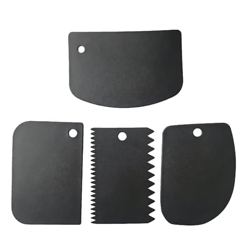 Cyberwork Teigschaber Set 4 Stück - Flexibel BPA Frei Teigkarte, Teigspachtel, Teigschneider, Anti-Rutsch Küchenschaber für Brot, Pizza & Kuchen, 13.5 cm - 10.5 cm