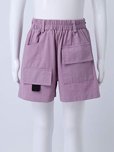 FEESHOW Kids Boys Girls Cotton Pull On Cargo Shorts with Pockets Athletic Sports Casual Dolphin Shorts Activewear3