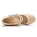 Women's Mary Jane Pumps, Double Strap, Chunky Block High Heel, Round Toe, 3.54 Inch Dress Shoes Matte Nude 26.01cm Insole - US 9.5