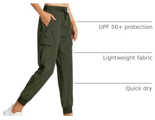 Image of Libin Women's Hiking Cargo Pants Quick Dry Joggers Petitle /Regular /Tall | Lightweight, UPF 50+, Water Resistant, Zipper Pockets for Athletic Running Travel Lounge Casual Outdoor Golf Safari Clothes