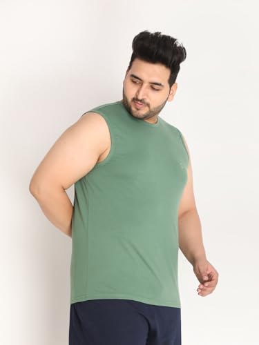 Image of CHKOKKO Men Cotton Regular Fit Tank Tops Sleeveless T-Shirt Gym Wear Vest Solid Stylish Round Neck Running Sando For Sports Workout Fitness & Casual Or Beach Wear