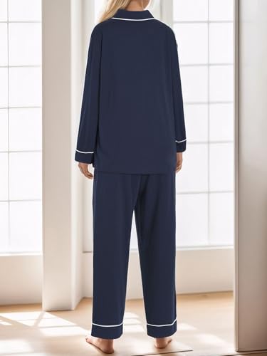 Image of Latuza Women's Petite Size Button Down Pajamas Set Long Sleeve