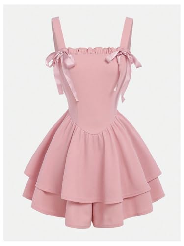 SHENHE Girl's Bow Front Layered Ruffle Corset Dress A Line Fit and Flare Party Dresses4