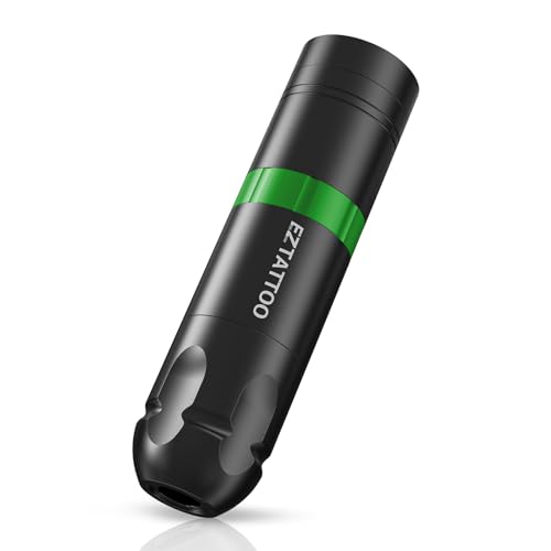 EZ Máquina de Tatuar Inalámbrica - Máquina para Hacer Tatuajes con Bolígrafo con Batería de 1500mAh para Principiantes y Artistas del Tatuaje (Caster S Verde)