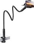 Lamicall Gooseneck Phone Holder Bed - [Newest Nylon Braided Wrapped] Flexible Arm, Overall Length 38in, 360 Adjustable Clamp Clip, Overhead Cell Phone Mount Stand for Bed, Desk, 4-7” Cellphone
