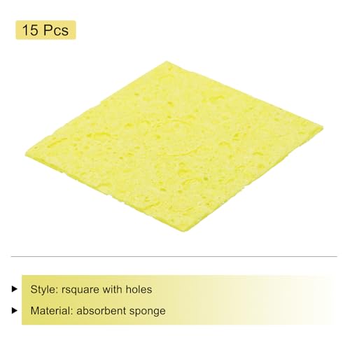 Image of MECCANIXITY 15PCS Soldering Sponge 60 x 60mm Square with Holes Yellow Cleaning Pad Welding Tip Iron Replacement for Cleaning Soldering Iron 1mm Natural Thickness 6mm Water Absorption Thickness