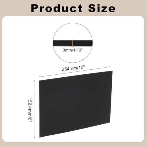 Image of MECCANIXITY UHMW Sheets, Hard Ultra High Molecular Weight Polyethylene Sheets Plastic Sheet, 6 inch x 10 inch x 1 /10, Black