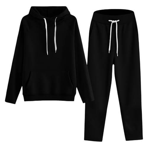 Chándal de algodón para mujer con sudadera con capucha y pantalones 2