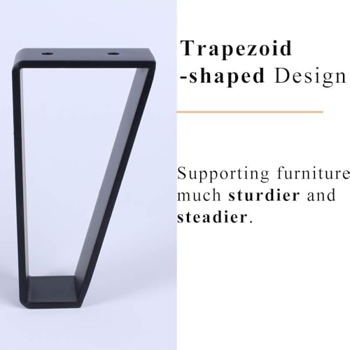 Image of Metal Bench Legs Set of 4 Triangle-Shape Heavy Duty Trapezoid Furniture Legs 4pcs, Solid Steel Furniture Hairpin Leg for Side Table, TV Stand and Cabinet (Black, 10 inch)