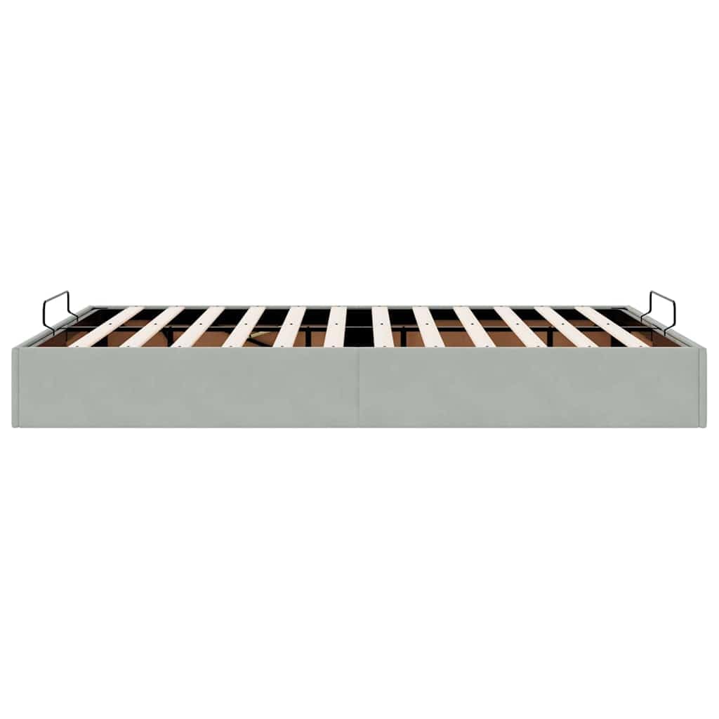 Festnight Cama Canapé Tapizado 140 x 200 cm con Somier y Almacenamiento Abatible Gris Claro