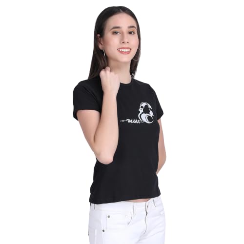 Image of Women's Slim Fit Graphic Printed T-Shirt | Soft 100% Cotton Fabric | Round Neck Half Sleeve Casual Top, Travel & College Pack of 2 Set