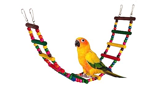 KSK 12 Steps Bird Toys 30 inch Wood Bird Ladder, Step Parrot Ladder Swing ,Chewing Toys, Bridge,Bird Cage Accessories Decorative Flexible Cage Wooden Rainbow Toy for Cockatiel Conure Parakeet Birdcage Lovebirds, FinchesTraining Toys (B01N1L8K57) Amazon Price History, Amazon Price Tracker