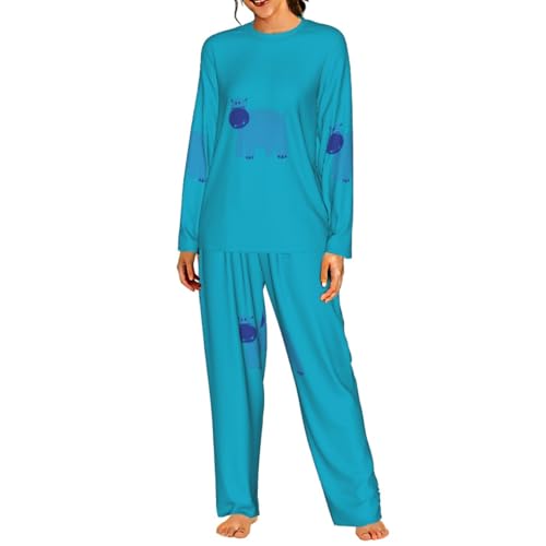 Pyjama élastique femme contre l'inconfort nocturne avec haut manches longues doux
