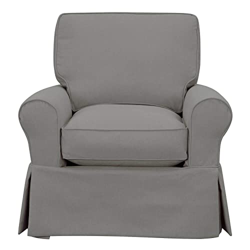 Sillón con patas giratorias y otomana gris miniatura 2