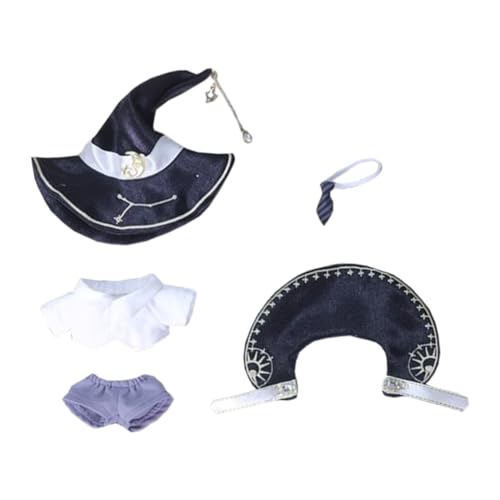 niannyyhouse 10cm 20cm ぬいぐるみ 服 帽子 ショール ワイシャツ ズボン ネクタイ ベスト 靴 ウィザードセット 綿人形 着せ替え アクセサリー (Black, 10cm)