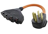 AC WORKS 4-Prong 220-Volt Plug to 120-Volt 15/ 20Amp Household Female Adapter Cord (4-Prong 14-50 Outlet to (4) Household)