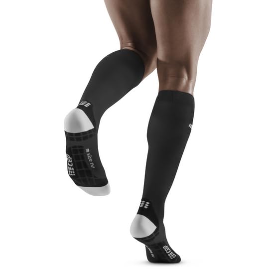 CEP Men's Ultralight Compression Tall Run Socks Black/Light Grey Size 52