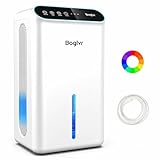Dehumidifier for Home up to 1000 sq.ft, 95oz Small Quiet Dehumidifier with Drain Hose, 3 Timer Modes, Auto Shut Off, Aromatherapy & 7 Color Light for Bedroom, Bathroom, Basement (Sliver White)