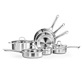 Complete 10-Piece Set: This essential set includes an 8" egg pan, 10" frying pan, two covered sauce pots (6.5" & 7"), a 10" deep sauté pan with lid, and a large 10.5" covered soup pot. It provides the perfect tools for every meal, from breakfast to d...