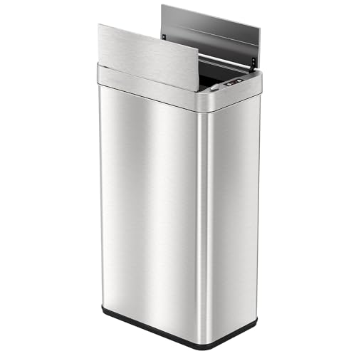 Image of iTouchless 68 Liter / 18 Gallon Wings-Open Lid Sensor Kitchen Trash Can with Odor Filter, Dog-Proof Slim Automatic Large Capacity Stainless Steel Garbage Recycling Bin for Home Office Business Garage