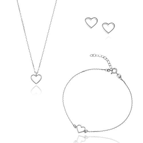 LILLY MARIE LillyMarie Damen Silber-Schmuckset 3tlg echt Silber Herz längen-verstellbar Schmuck-Beutel Geschenk für Frauen Cover
