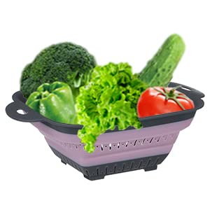 Esmartlife Foldable Silicone Strainer Colanders, Folding Strainer for Kitchen 2-Quart Capacity, Perfect for Kitchen Food Draining Pasta Vegetable Fruit and Meat,New Kitchen Essentials