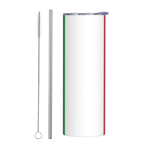 QAZWZML Taza de viaje de acero inoxidable con bandera italiana con un cuerpo recto impreso adecuado tanto para bebidas frías como calientes